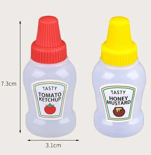 2 Mini Botellas Dispensadoras De Salsa Ketchup Con Tapa (CONTRA ENTREGA CALAMA)